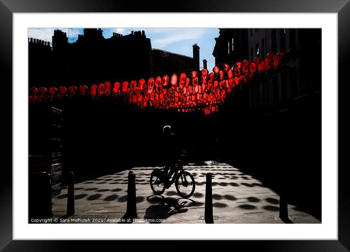 Cyclist in Chinatown Framed Mounted Print by Sara Melhuish