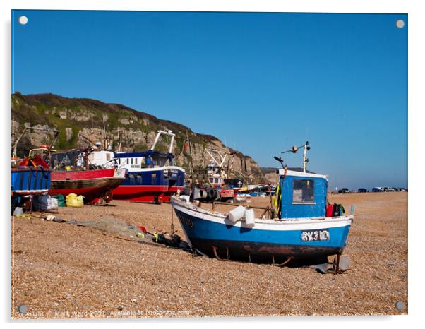The Hastings Fishing Fleet. Acrylic by Mark Ward