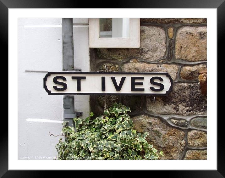 Enchanting Sign in Picturesque St Ives Framed Mounted Print by Beryl Curran
