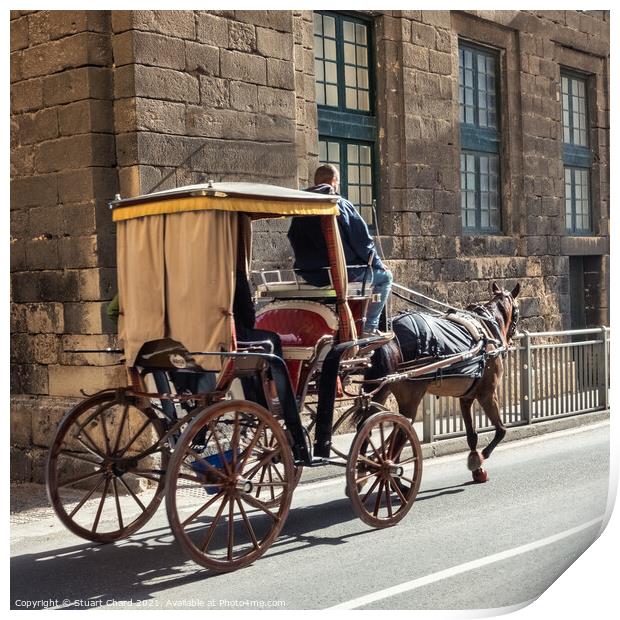 Horse and carriage in Valetta Malta Print by Stuart Chard