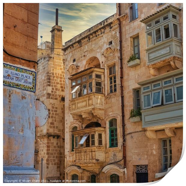 Maltese street and balcony Print by Travel and Pixels 