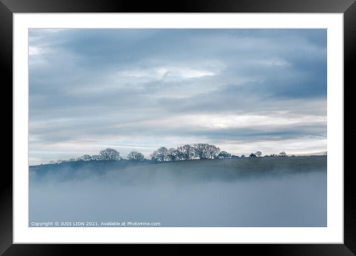 Morning blue hour on the south downs Framed Mounted Print by JUDI LION
