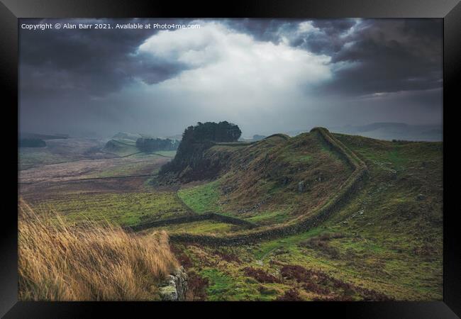 Storm Clouds Over Cuddy’s Crag on Hadrian's Wall Framed Print by Alan Barr