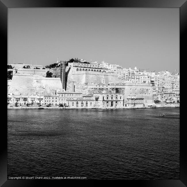 Grand Harbour Valletta in Malta - Black and White Framed Print by Stuart Chard