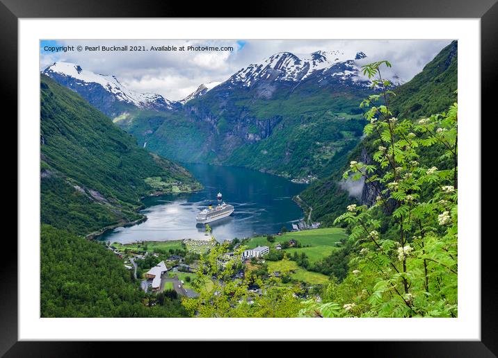 Geiranger Fjord Cruise Destination Norway Framed Mounted Print by Pearl Bucknall