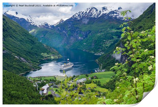 Geiranger Fjord Cruise Destination Norway Print by Pearl Bucknall