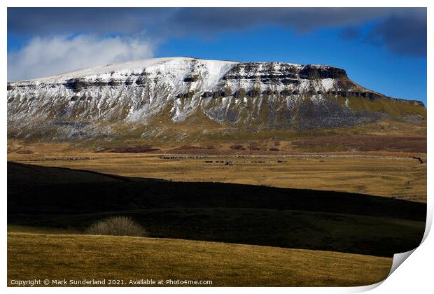 Cloud Shadows and Pen Y Ghent in Winter Print by Mark Sunderland