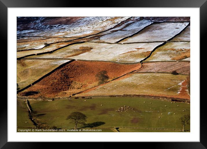 Winter Sunlight Plays on Fields in Farndale North York Moors Nat Framed Mounted Print by Mark Sunderland