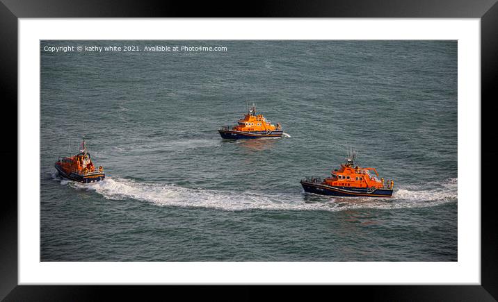 Falmouth, Penlee and the lizard lifeboats Framed Mounted Print by kathy white