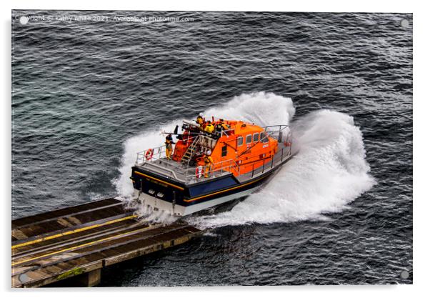 Launching of the Lizard Lifeboat Acrylic by kathy white