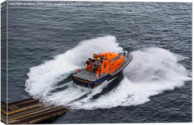 Lifeboat ,Launching of the Lizard Lifeboat Canvas Print by kathy white