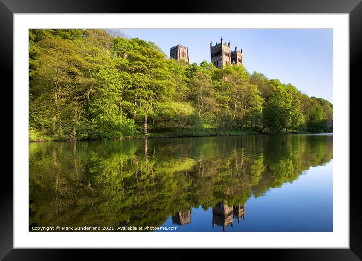 Durham Cathedral in Spring Reflected in the River Wear Framed Mounted Print by Mark Sunderland