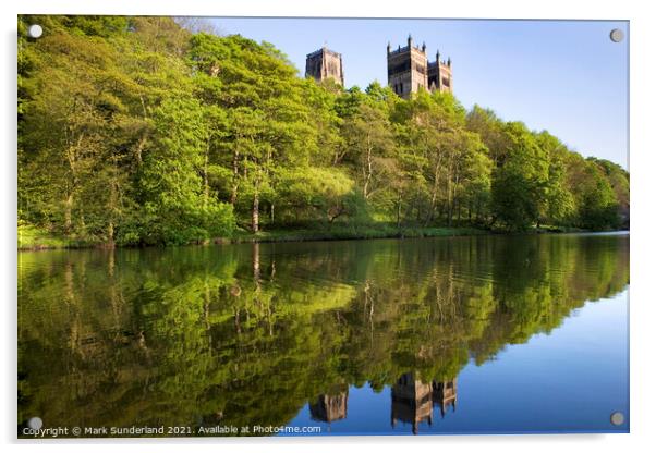 Durham Cathedral in Spring Reflected in the River Wear Acrylic by Mark Sunderland