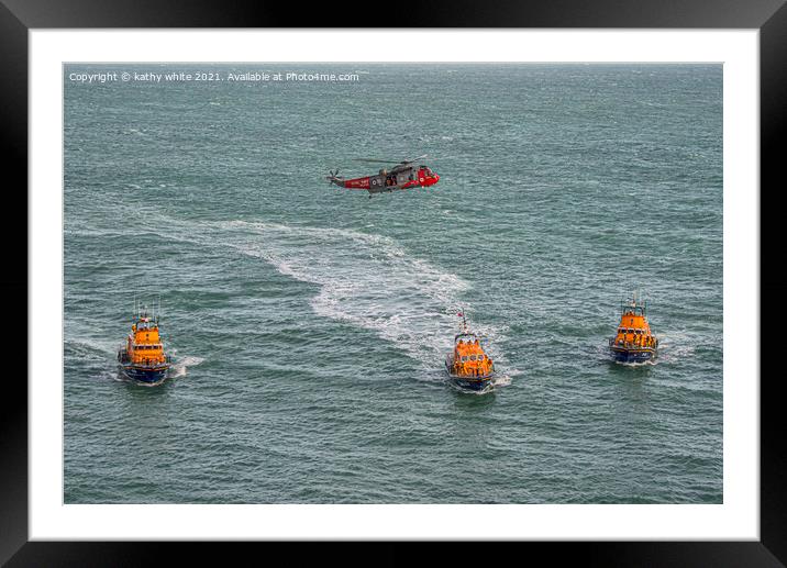 Lifeboat  Cornwall, Lizard Lifeboat rough,stormy   Framed Mounted Print by kathy white