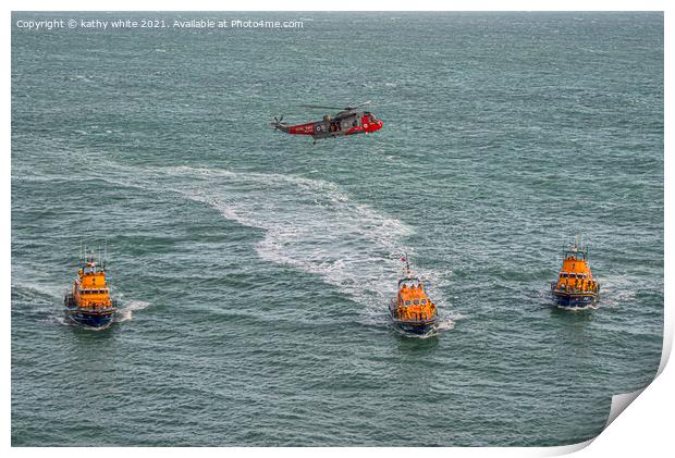 Lifeboat  Cornwall, Lizard Lifeboat rough,stormy   Print by kathy white