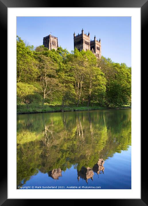 Durham Cathedral and River Wear in Spring Framed Mounted Print by Mark Sunderland