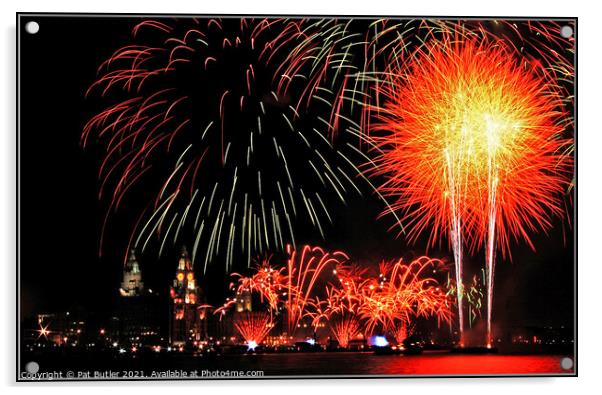 Celebration fireworks Acrylic by Pat Butler