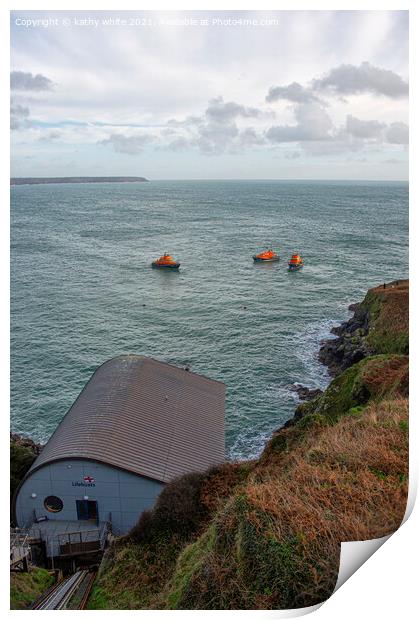 Lifeboatat lizard point   Cornwall, Print by kathy white