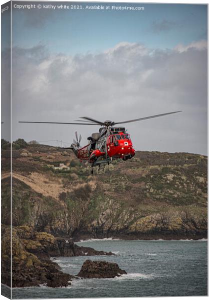 Cornwall helicopter,771 squadron RNAS Culdrose Canvas Print by kathy white