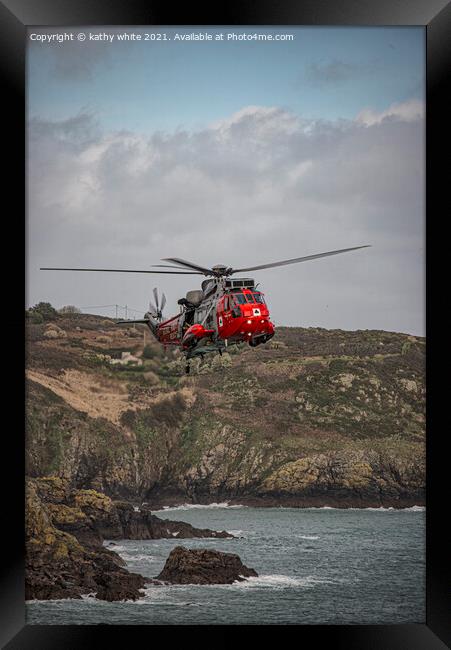  Cornwall helicopter,771 squadron RNAS Culdrose Framed Print by kathy white