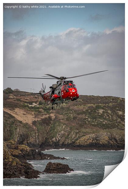 Cornwall helicopter,771 squadron RNAS Culdrose Print by kathy white