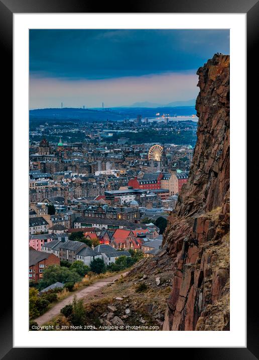 Edinburgh Skyline at Twilight Framed Mounted Print by Jim Monk