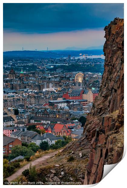 Edinburgh Skyline at Twilight Print by Jim Monk