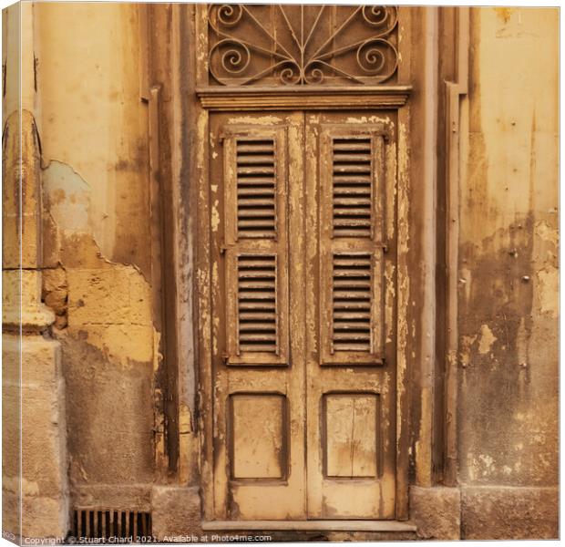 Old door in Valletta Malta Canvas Print by Stuart Chard