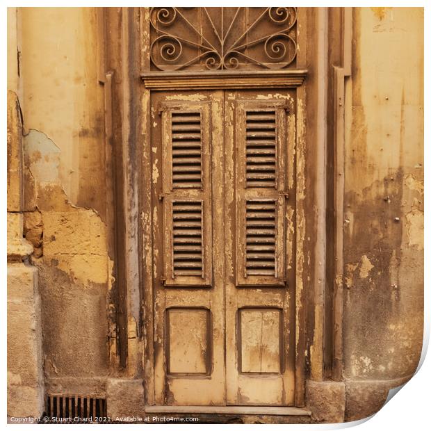 Old door in Valletta Malta Print by Stuart Chard
