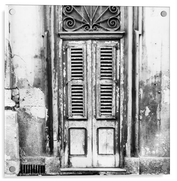 Old door in Valletta Malta Acrylic by Stuart Chard