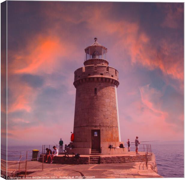 Close up of Guernsey Lighthouse Canvas Print by Ann Biddlecombe