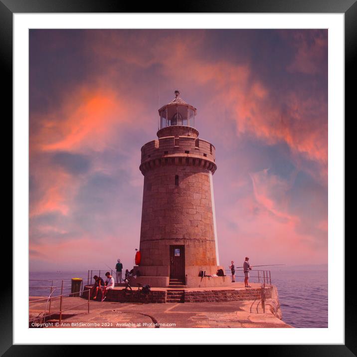 Close up of Guernsey Lighthouse Framed Mounted Print by Ann Biddlecombe