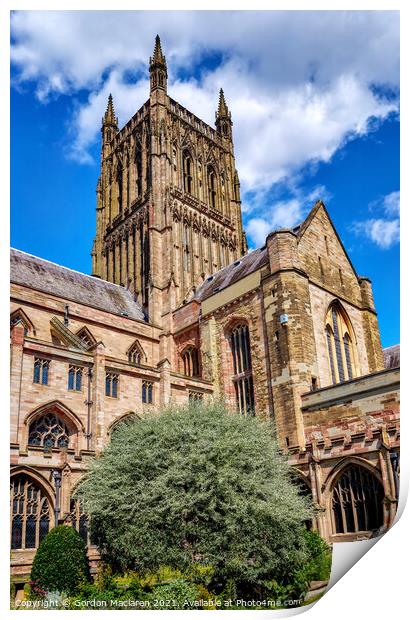 Worcester Cathedral Print by Gordon Maclaren