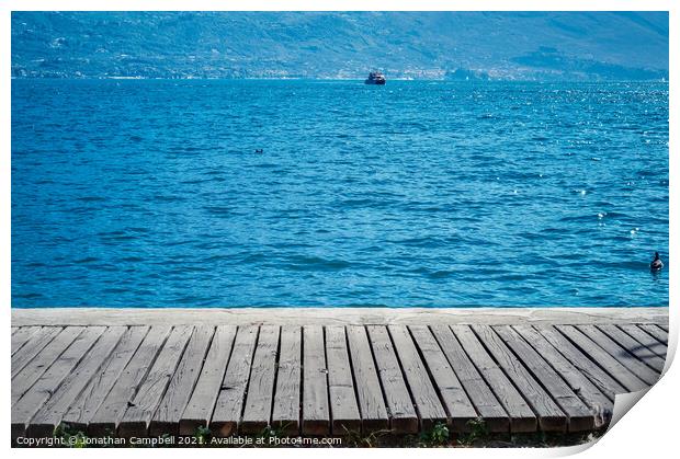 Limone Sul Garda - Lake view and pier Print by Jonathan Campbell
