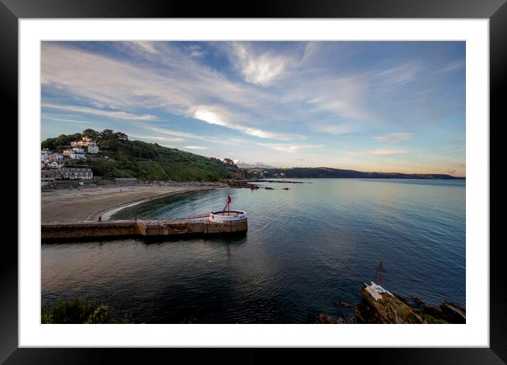 Looe Beach and Pier Framed Mounted Print by Oxon Images