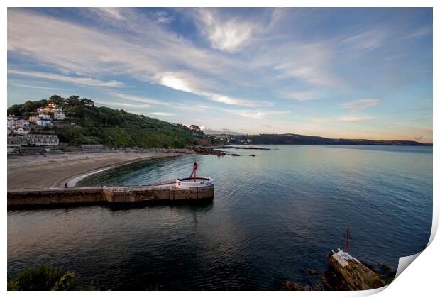 Looe Beach and Pier Print by Oxon Images