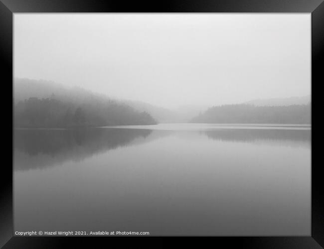 Rivelin Dam on a misty afternoon Framed Print by Hazel Wright