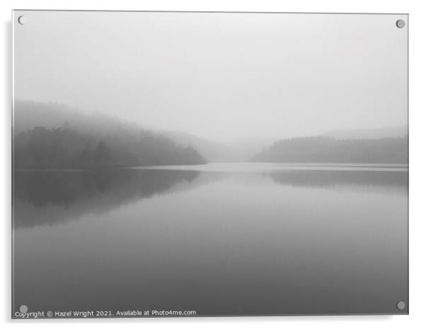 Rivelin Dam on a misty afternoon Acrylic by Hazel Wright
