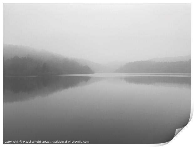 Rivelin Dam on a misty afternoon Print by Hazel Wright