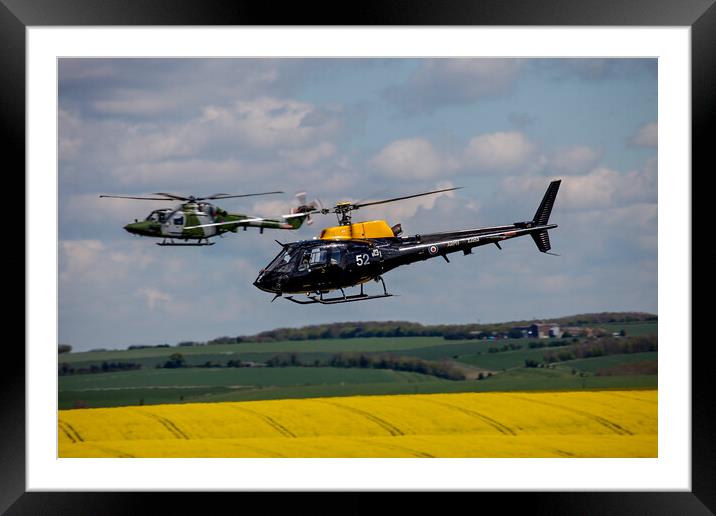 AAC Lynx and Squirrel Helicopter Framed Mounted Print by Oxon Images