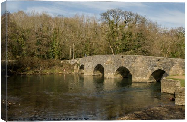 Sheep Dip Bridge over River Ogmore Bridgend Canvas Print by Nick Jenkins