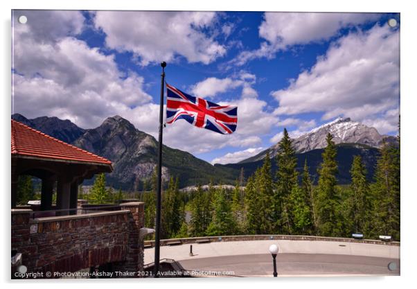  A British Union flag flies in Banff national park, Canada Acrylic by PhotOvation-Akshay Thaker