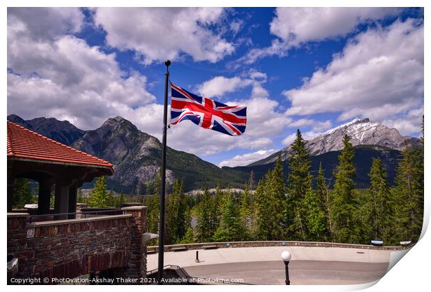  A British Union flag flies in Banff national park, Canada Print by PhotOvation-Akshay Thaker