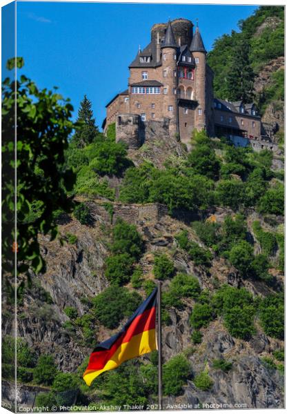 Katz Castle known as Neukatzenelnbogen hill Castle Canvas Print by PhotOvation-Akshay Thaker