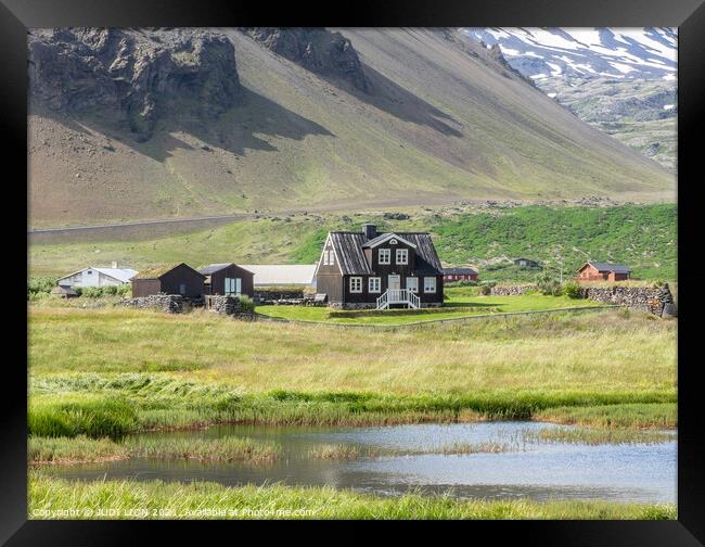 Black Wooden House at Arnarstapi Iceland Framed Print by JUDI LION