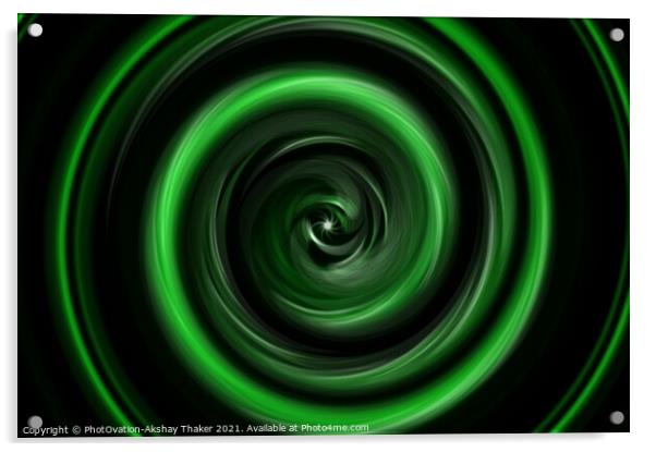 Green eye of imaginary twister. An artistic Digital art for creative display or decoration.  Acrylic by PhotOvation-Akshay Thaker