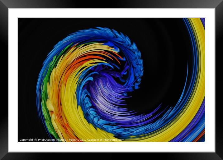 A wave of colorful feather or petals.  Framed Mounted Print by PhotOvation-Akshay Thaker
