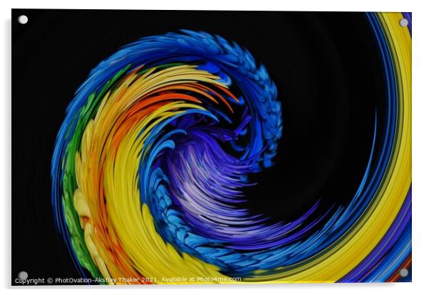 A wave of colorful feather or petals.  Acrylic by PhotOvation-Akshay Thaker