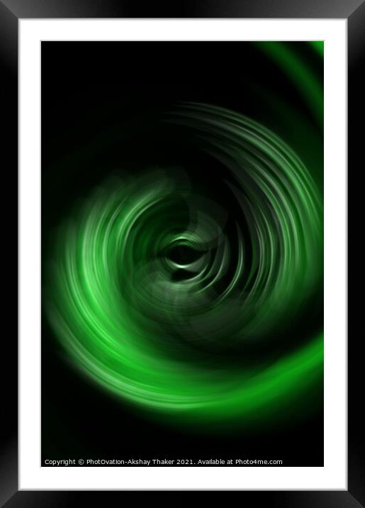 Green eye of imaginary twister. Artistically generated Digital art for creative display or decoration. Framed Mounted Print by PhotOvation-Akshay Thaker