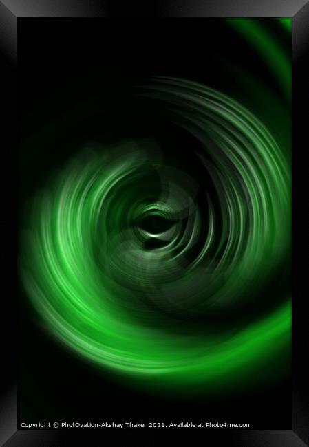 Green eye of imaginary twister. Artistically generated Digital art for creative display or decoration. Framed Print by PhotOvation-Akshay Thaker
